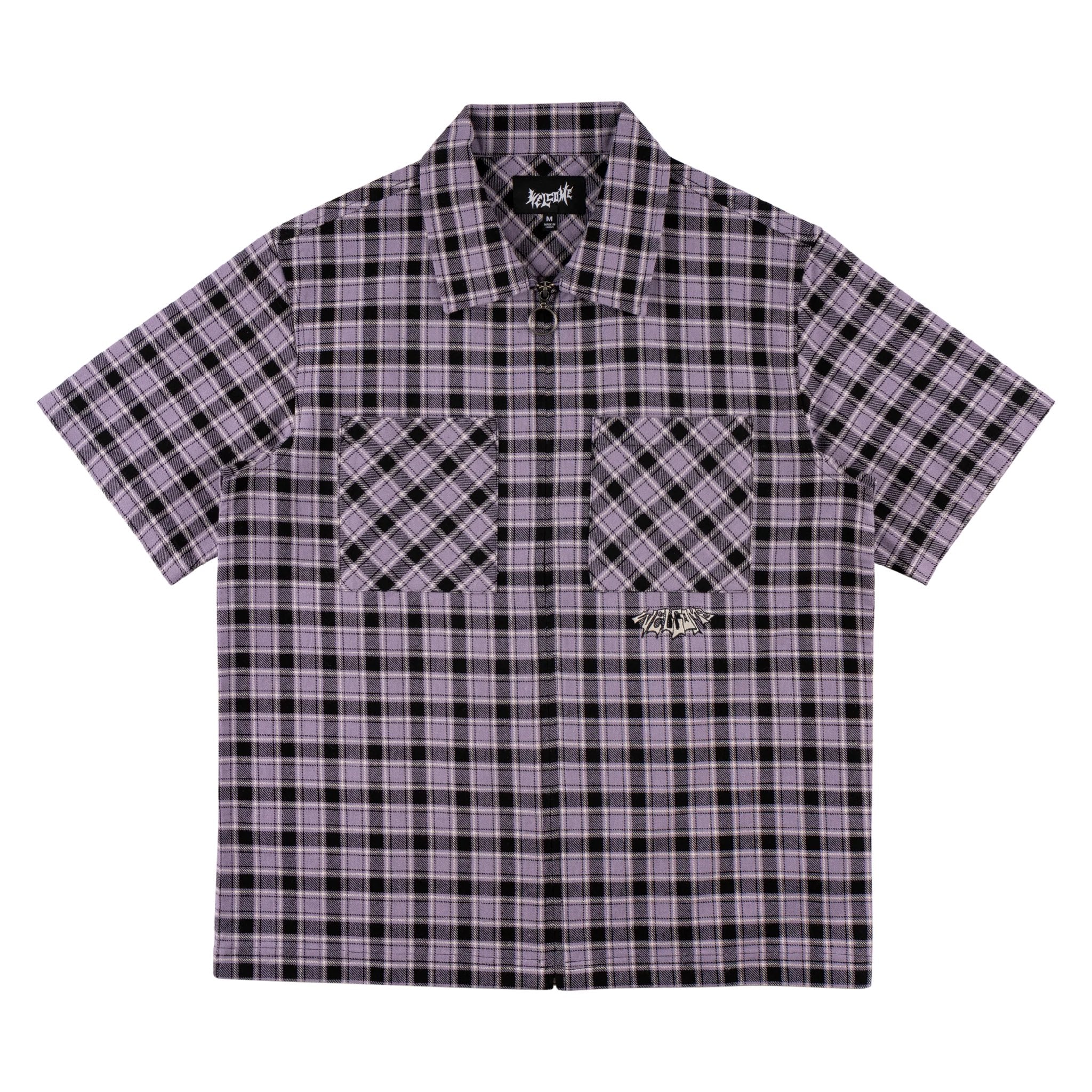 Cell Woven Plaid Zip T-Shirt