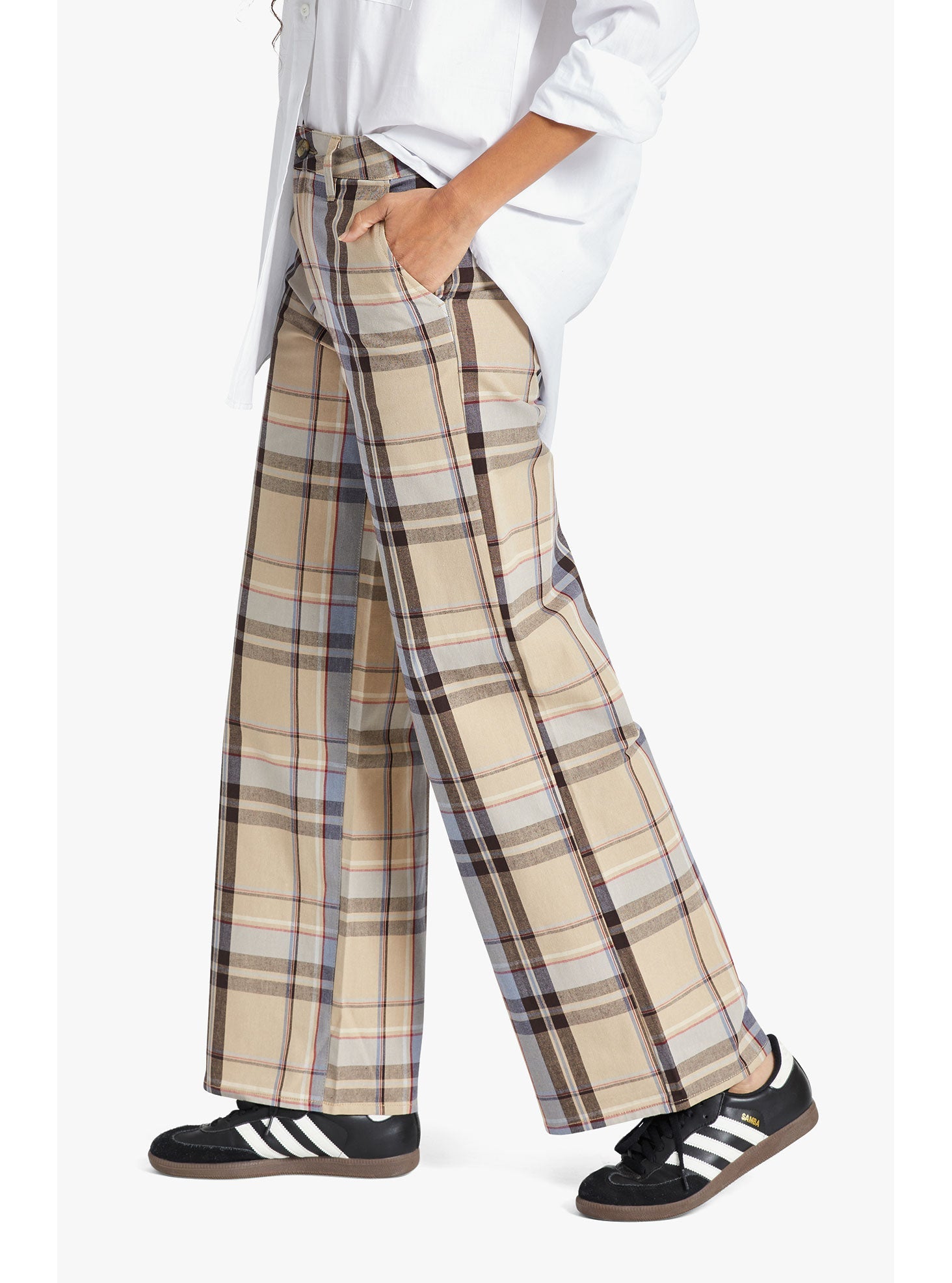 Plaid wide hot sale leg pants